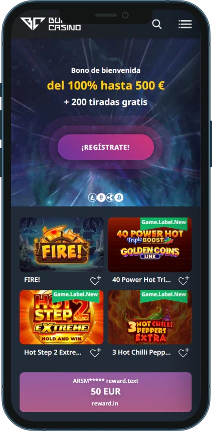 Portada de Buran casino en el navegador del móvil